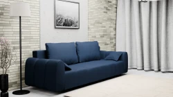 Duża Nowoczesna Kanapa Rozkładana Sofa z Funkcją Spania i Pojemnikiem Chill Granatowa