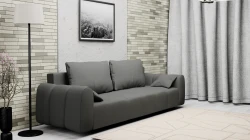 Duża Nowoczesna Kanapa Rozkładana Sofa z Funkcją Spania i Pojemnikiem Chill Szara