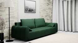 Duża Nowoczesna Kanapa Rozkładana Sofa z Funkcją Spania i Pojemnikiem Chill Zielona