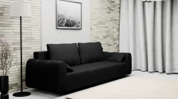 Duża Nowoczesna Kanapa Rozkładana Sofa z Funkcją Spania i Pojemnikiem Chill Czarna