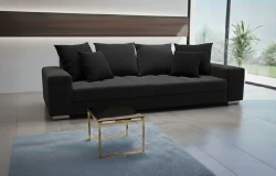 Duża Nowoczesna Kanapa Rozkładana Sofa z Funkcją Spania i Pojemnikiem Gretta Czarna