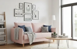 Sofa Rozkładana Kanapa z Funkcją Spania i Pojemnikiem do Salonu Look Różowa