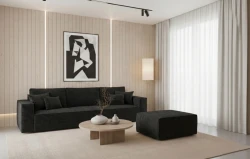Kanapa z Funkcją Spania Sofa Rozkładana z Pojemnikiem Santa Czarna