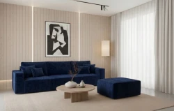 Kanapa z Funkcją Spania Sofa Rozkładana z Pojemnikiem Santa Granatowa