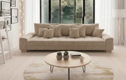 Nowoczesna Kanapa Rozkładana Sofa z Funkcją Spania i Pojemnikiem do Salonu Magic Beżowa