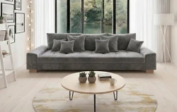 Nowoczesna Kanapa Rozkładana Sofa z Funkcją Spania i Pojemnikiem do Salonu Magic Szara