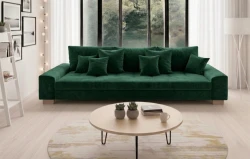 Nowoczesna Kanapa Rozkładana Sofa z Funkcją Spania i Pojemnikiem do Salonu Magic Zielona