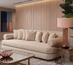 Kanapa z Funkcją Spania Sofa Rozkładana do Salonu Japandi Miami Beżowa