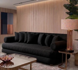 Kanapa z Funkcją Spania Sofa Rozkładana do Salonu Japandi Miami Czarna