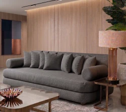 Kanapa z Funkcją Spania Sofa Rozkładana do Salonu Japandi Miami Szara