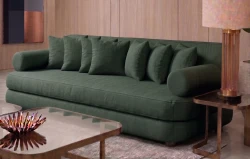 Kanapa z Funkcją Spania Sofa Rozkładana do Salonu Japandi Miami Zielona
