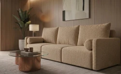 Kanapa z Funkcją Spania Sofa Rozkładana do Salonu Modułowa Soho 3 Beżowa