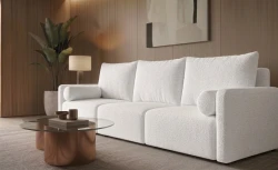 Kanapa z Funkcją Spania Sofa Rozkładana do Salonu Modułowa Soho 3 Biała