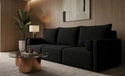 Kanapa z Funkcją Spania Sofa Rozkładana do Salonu Modułowa Soho 3 Czarna