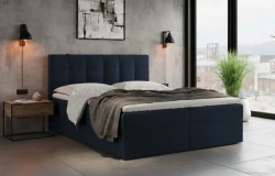 Łóżko 140x200 z Pojemnikiem Tapicerowane do Sypialni Diana Granatowe