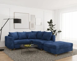 Kanapa Narożnik z Funkcją Spania i Pojemnikiem LOFT Mini Prince Granatowy Prawy