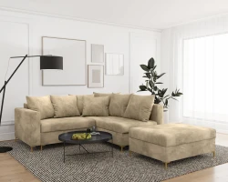Kanapa Narożnik z Funkcją Spania i Pojemnikiem LOFT Mini Prince Beżowy Prawy