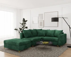 Kanapa Narożnik z Funkcją Spania i Pojemnikiem LOFT Mini Prince Zielony Lewy