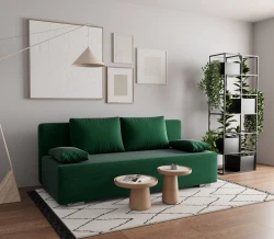 Sofa Kanapa Rozkładana z Funkcją Spania z Pojemnikiem Italia Butelkowa Zieleń