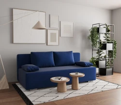 Sofa Kanapa Rozkładana z Funkcją Spania z Pojemnikiem Italia Granatowa