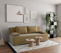 Sofa Kanapa Rozkładana z Funkcją Spania z Pojemnikiem Italia Beżowa