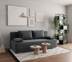 Sofa Kanapa Rozkładana z Funkcją Spania z Pojemnikiem Italia Szara