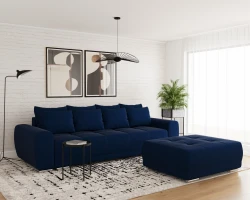 Kanapa Rozkładana Sofa z Funkcją Spania i Pojemnikiem Dakota Granatowa