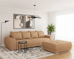 Kanapa Rozkładana Sofa z Funkcją Spania i Pojemnikiem Dakota Beżowa