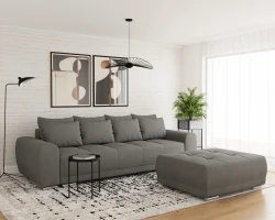 Kanapa Rozkładana Sofa z Funkcją Spania i Pojemnikiem Dakota Szara